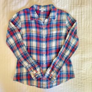 James Perse Plaid Button Down Cotton / Linen Shirt size 2